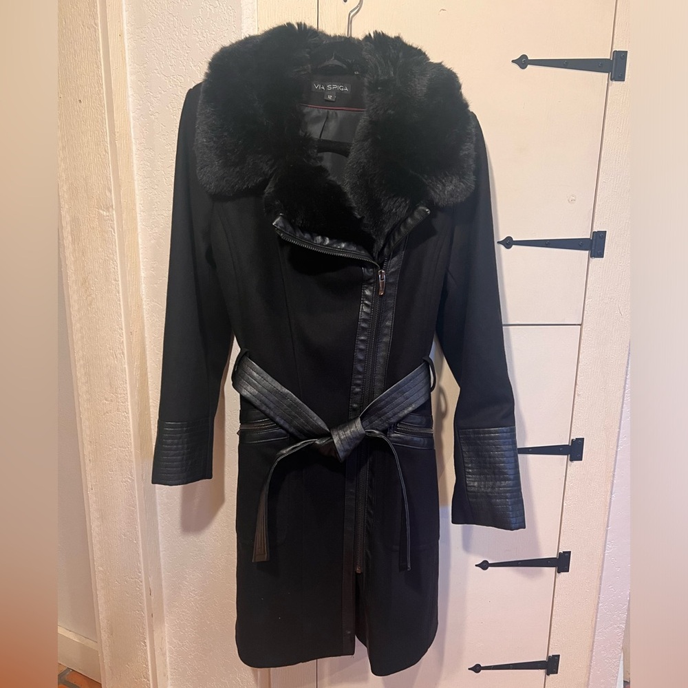 Via Spiga Wool blend Dress Coat-size 12, black